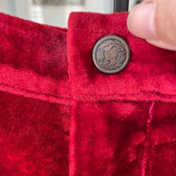 Vintage 70s Red Velveteen Extreme Wide Leg Palazzo Pants XS 2 4 - Picture 4 of 8